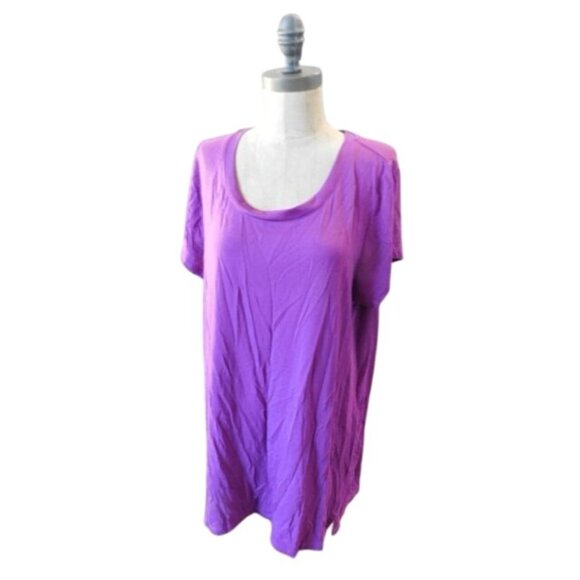 H by Halston Size 1X Plus Size Scoop Neck Purple Slinky Stretchy Top - Picture 3 of 3